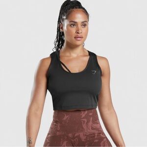 GS gymshark black open back cropped tank top size small